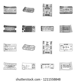 Vector design of ticket and admission sign. Set of ticket and event stock symbol for web.