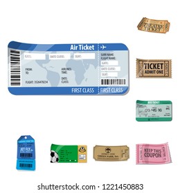 Vector design of ticket and admission sign. Collection of ticket and event stock symbol for web.