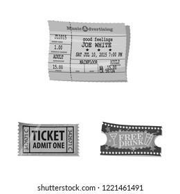 Vector design of ticket and admission sign. Collection of ticket and event stock symbol for web.