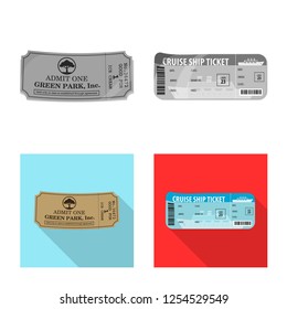 Vector design of ticket and admission sign. Collection of ticket and event stock symbol for web.
