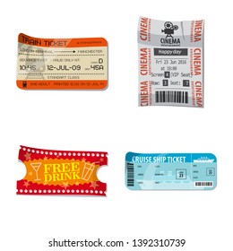 Vector design of ticket and admission sign. Collection of ticket and event vector icon for stock.