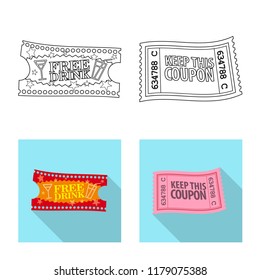 Vector design of ticket and admission symbol. Set of ticket and event vector icon for stock.