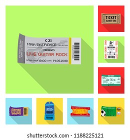 Vector design of ticket and admission symbol. Collection of ticket and event stock vector illustration.