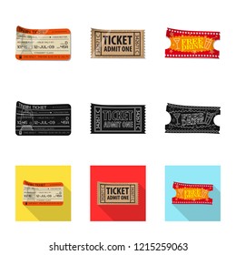 Vector design of ticket and admission symbol. Collection of ticket and event vector icon for stock.