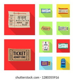 Vector design of ticket and admission symbol. Collection of ticket and event vector icon for stock.