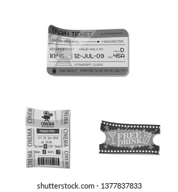 Vector design of ticket and admission symbol. Collection of ticket and event stock vector illustration.