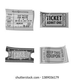 Vector design of ticket and admission symbol. Collection of ticket and event stock symbol for web.
