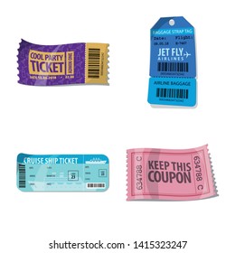 Vector design of ticket and admission symbol. Collection of ticket and event stock vector illustration.