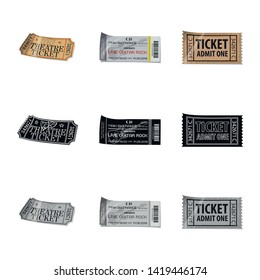 Vector design of ticket and admission symbol. Set of ticket and event vector icon for stock.