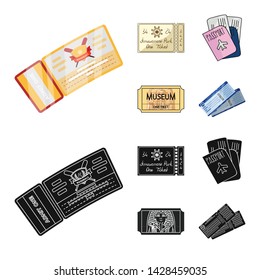 Vector design of ticket and movie logo. Set of ticket and concert stock vector illustration.