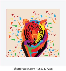 vector design of tiger with wpap pop art style