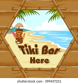 Vector design of Tiki bar poster with tribal mask