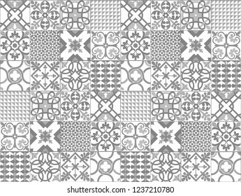 Vector design tile with scandinavian style. Tile decor with monochromatic color.