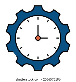 Vector design of time management, clock inside gear