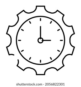 Vector design of time management, clock inside gear
