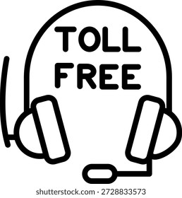 Vektordesign Toll-Free Line-Symbolstil