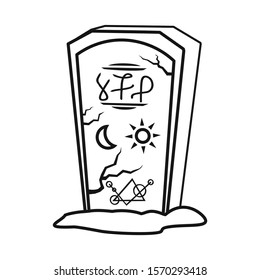 Vector design of tombstone and stone sign. Graphic of tombstone and gravestone vector icon for stock.