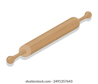 Diseño de Vector de una herramienta llamada alfiler de torta de madera que se utiliza generalmente como herramienta para moler o nivelar la mezcla de masa de torta