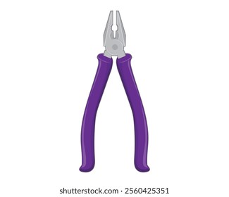 vector design of a tool called purple pliers which are usually used to bend wires, cut wires, hold workpieces, peel cable skins, etc. according to their function