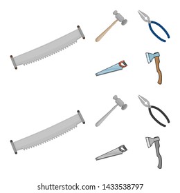 Vector design of tool and construction icon. Collection of tool and carpentry stock vector illustration.