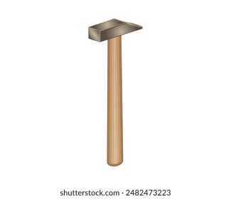 vector design of a tool to help a builder's work called a hammer pin whose handle is made of wood and the hammer head is made of iron or steel