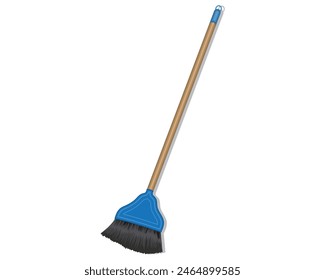 vector design of a tool to help clean dust manually, usually called a palm fiber broom with a handle made of wood and a bottom made of tree hair
