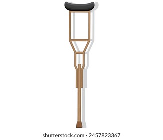 vector design of a tool to help people who have broken legs or are limping to walk which are usually called crutches made of wood and iron