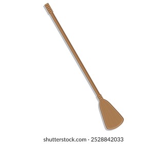 vector design of a tool or stick for rowing a boat made of brown wood