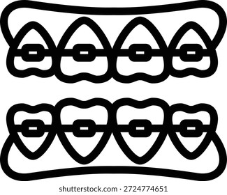 Estilo del icono de los tirantes dentales del diseño del Vector