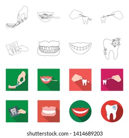 Vector design of tooth and happy icon. Collection of tooth and whitening stock symbol for web.