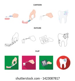Vector design of tooth and happy sign. Collection of tooth and whitening stock vector illustration.