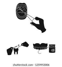 Vector design of tooth and happy symbol. Collection of tooth and whitening vector icon for stock.