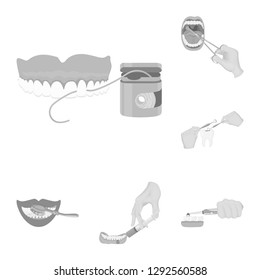 Vector design of tooth and happy symbol. Collection of tooth and whitening stock vector illustration.