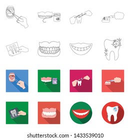 Vector design of tooth and happy symbol. Collection of tooth and whitening stock symbol for web.