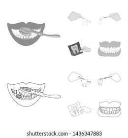 Vector design of tooth and happy symbol. Collection of tooth and whitening stock symbol for web.
