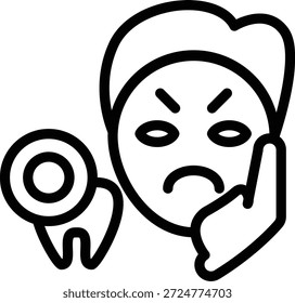 Estilo del icono del dolor de dientes del diseño del Vector