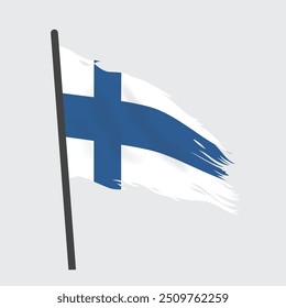 Un diseño de Vector de la desgarrada y andrajosa bandera de Finlandia. Perfecto para proyectos que necesitan un símbolo nacional angustiado, desgastado y texturizado.