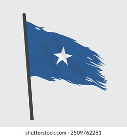 A vector design of the torn and tattered Somalia flag. Perfect for projects needing a distressed, weathered, and textured national symbol.