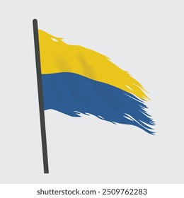 Un diseño de Vector de la desgarrada y andrajosa bandera de Ucrania. Perfecto para proyectos que necesitan un símbolo nacional angustiado, desgastado y texturizado.