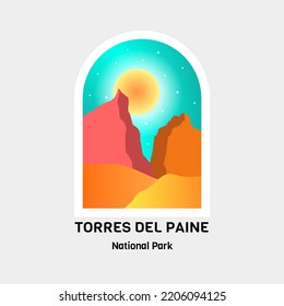 Vector design of Torres Del Paine Chile Patagonia for Nature outdoor design