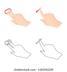 Vector design of touchscreen and hand icon. Collection of touchscreen and touch stock symbol for web.