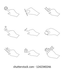 Vector design of touchscreen and hand icon. Set of touchscreen and touch stock symbol for web.