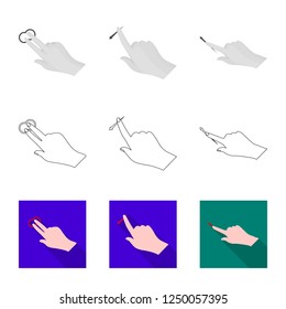 Vector design of touchscreen and hand icon. Set of touchscreen and touch vector icon.