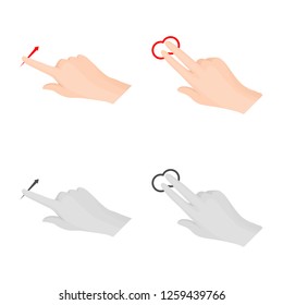 Vector design of touchscreen and hand icon. Collection of touchscreen and touch stock symbol for web.