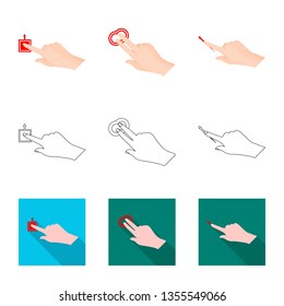 Vector design of touchscreen and hand icon. Collection of touchscreen and touch vector icon for stock.