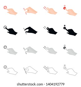 Vector design of touchscreen and hand icon. Set of touchscreen and touch stock vector illustration.