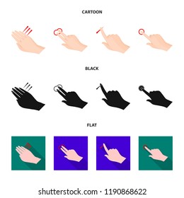 Vector design of touchscreen and hand logo. Set of touchscreen and touch stock symbol for web.