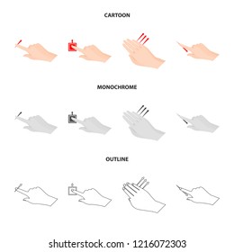 Vector design of touchscreen and hand logo. Set of touchscreen and touch vector icon for stock.