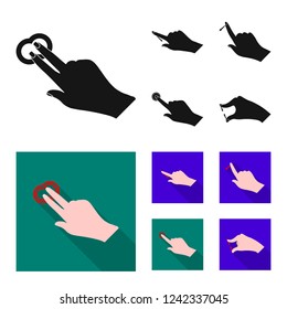 Vector design of touchscreen and hand logo. Set of touchscreen and touch stock symbol for web.