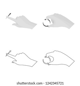 Vector design of touchscreen and hand logo. Set of touchscreen and touch stock symbol for web.